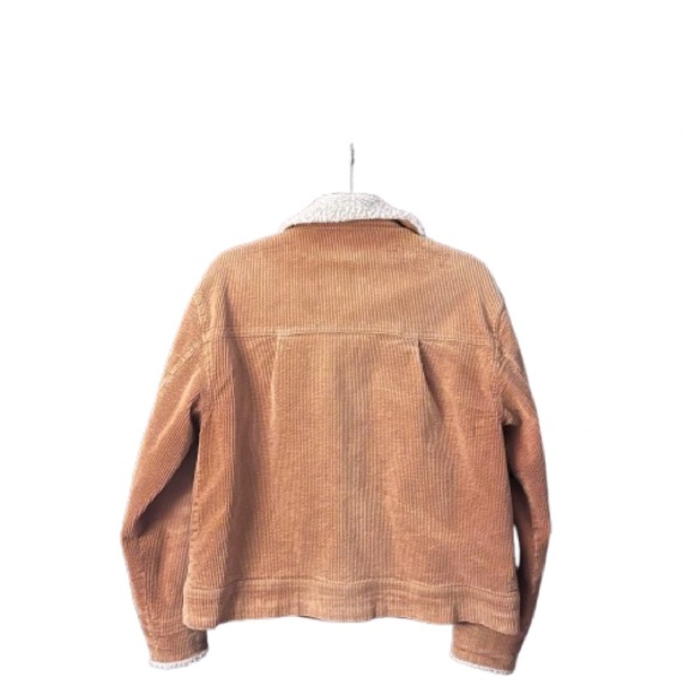 Faherty Tan Corduroy Jacket with Cream Sherpa Collar and Cuffs - Picture 4 of 9